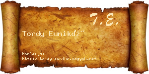 Tordy Euniké névjegykártya